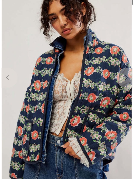 Free People Jackets & Blazers - Free People Chloe Jacket Floral Quilted Dusk Combo M